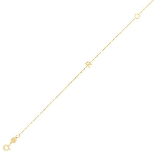Mini Initial R Bracelet in 14K Yellow Gold