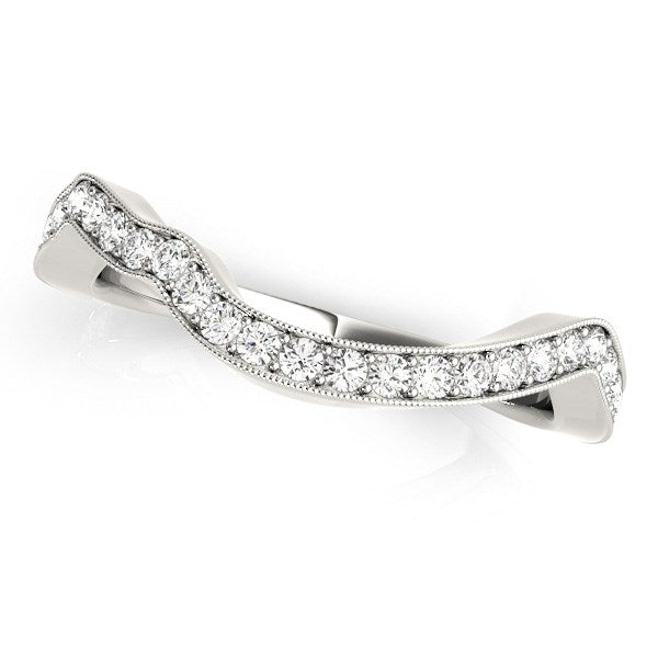 Milgrained Curve Style Diamond Wedding Band in 14K White Gold (1/5 cttw)