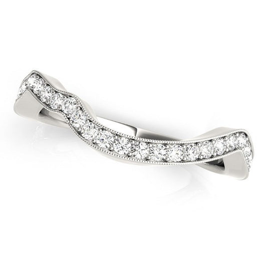 Milgrained Curve Style Diamond Wedding Band in 14K White Gold (1/5 cttw)