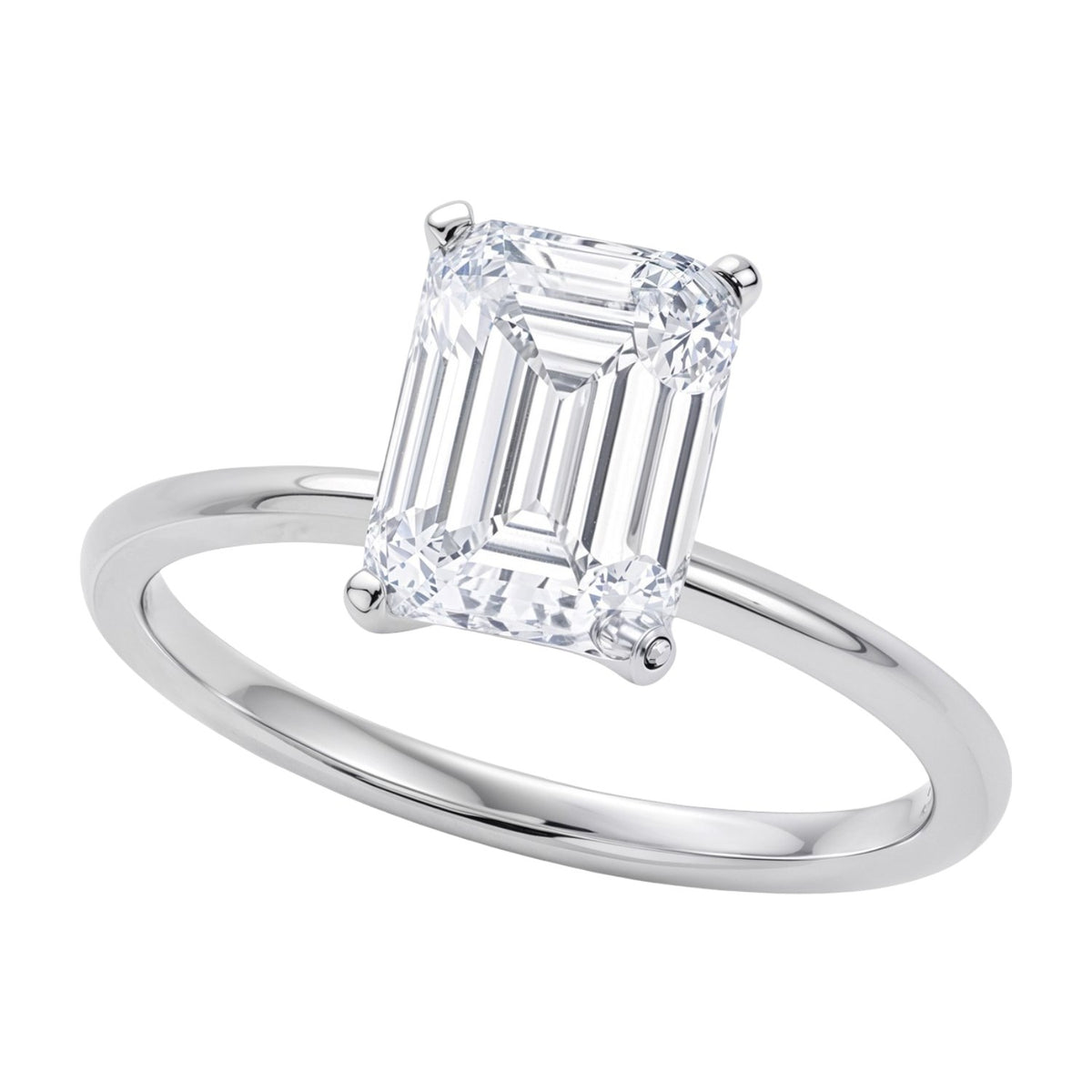 3 Carat Emerald Lab Grown IGI Diamond Solitaire in 14K White Gold G/VS1