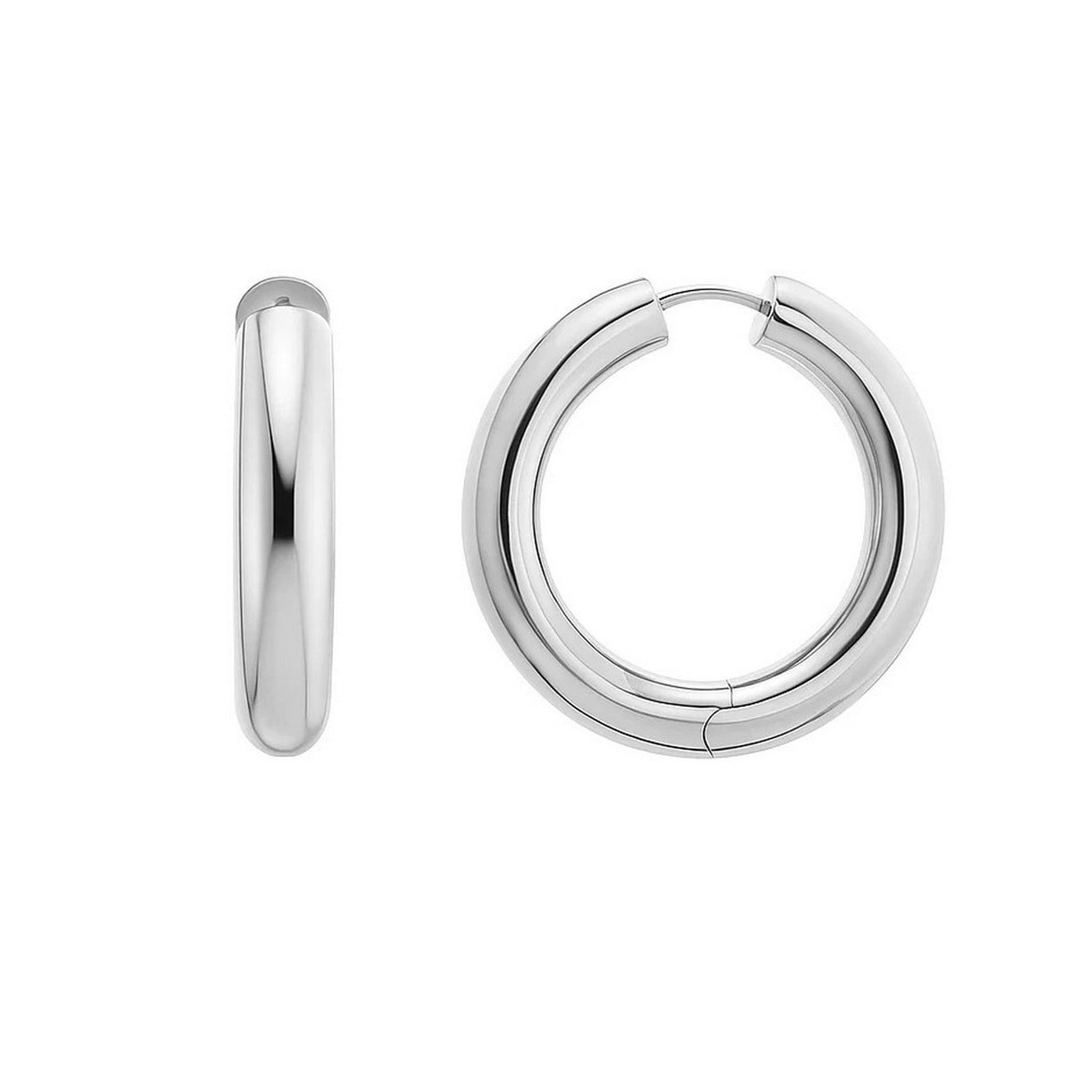 Round Hoop Earrings in Sterling Silver