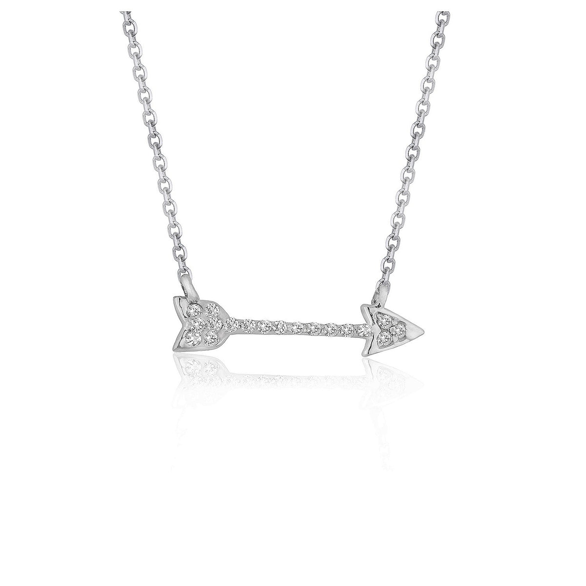 Diamond Arrow Style Pendant in 14K White Gold (1/10 cttw)