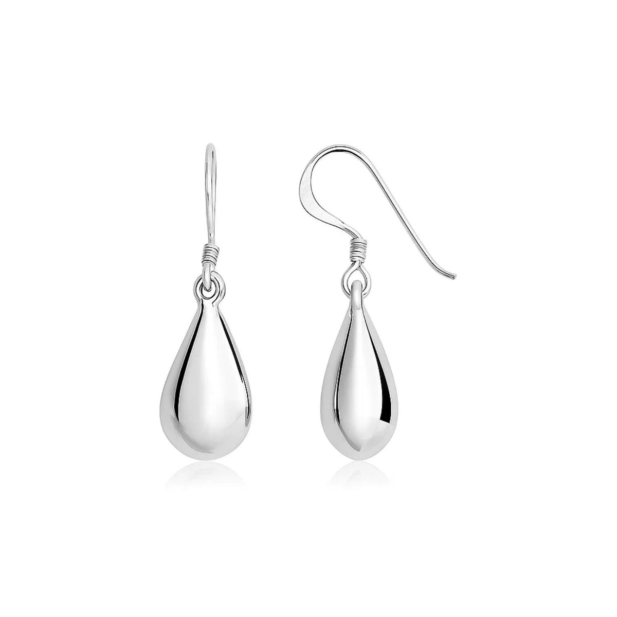 Polished Puffed Teardrop Dangle Earrings in Sterling Silver