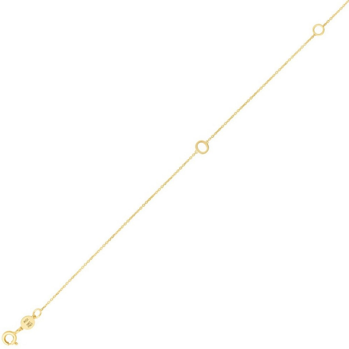 Mini Initial O Bracelet in 14K Yellow Gold