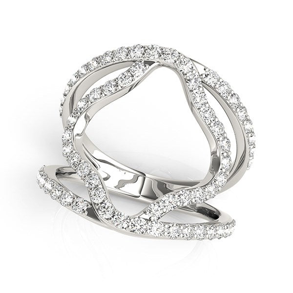Diamond Flower Style Dual Band Ring in 14K White Gold (5/8 cttw)