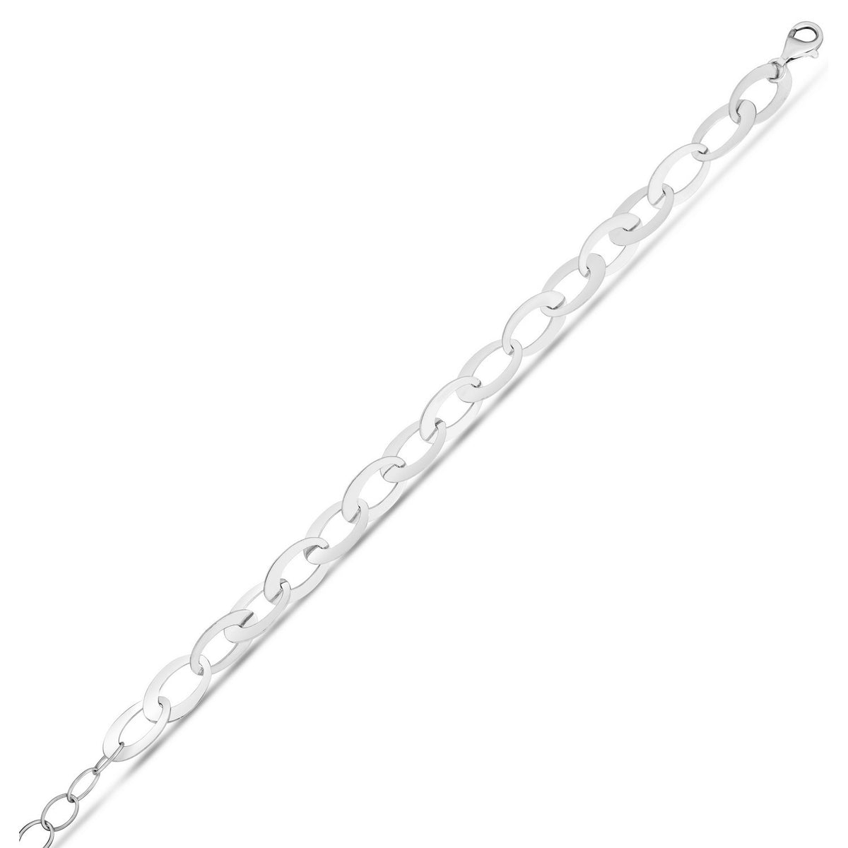 Italian Oval Link Bracelet in Rhodium-Plated Silver (8.70 mm)