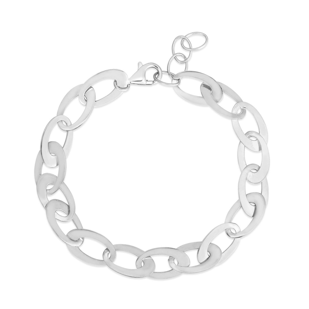 Italian Oval Link Bracelet in Rhodium-Plated Silver (8.70 mm)