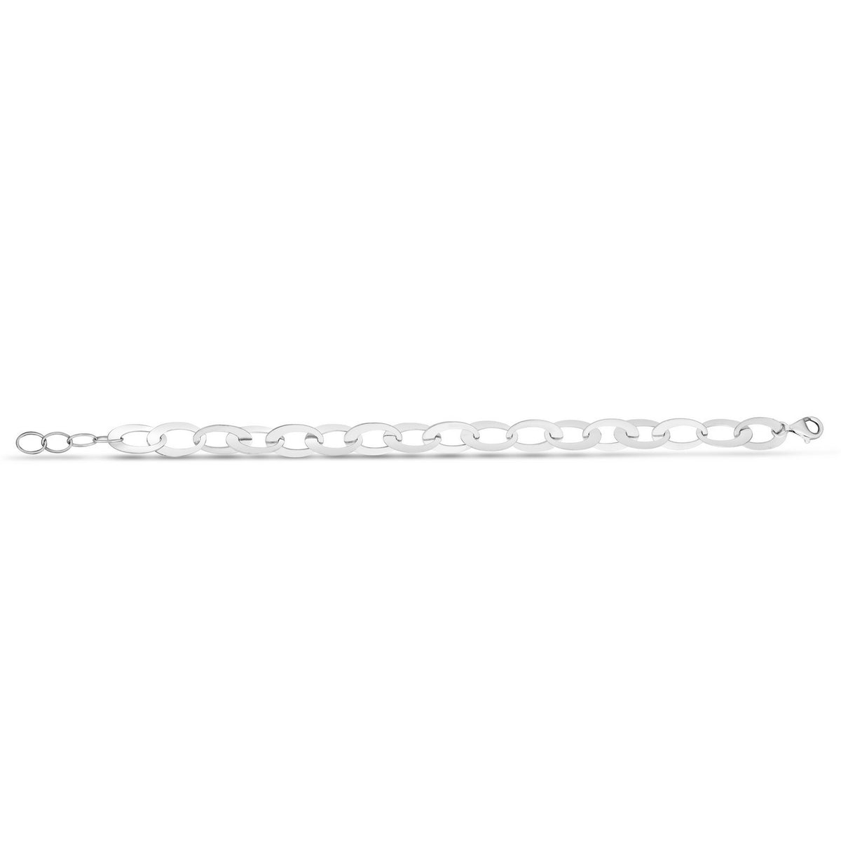 Italian Oval Link Bracelet in Rhodium-Plated Silver (8.70 mm)