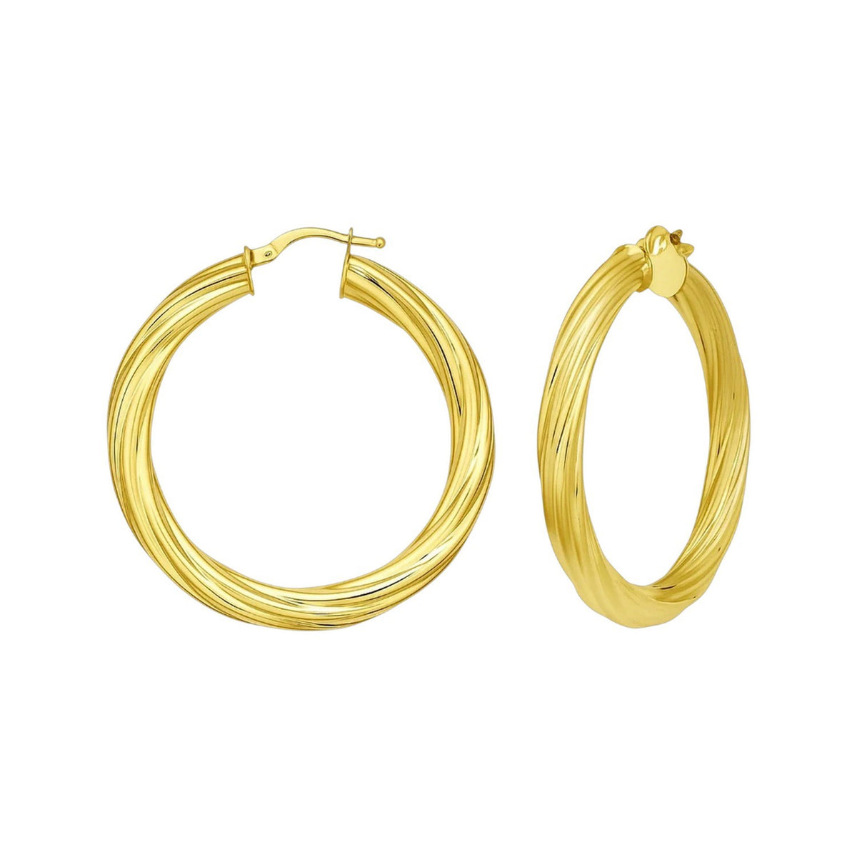 Large Twisted Hoop Earrings in 14K Yellow Gold