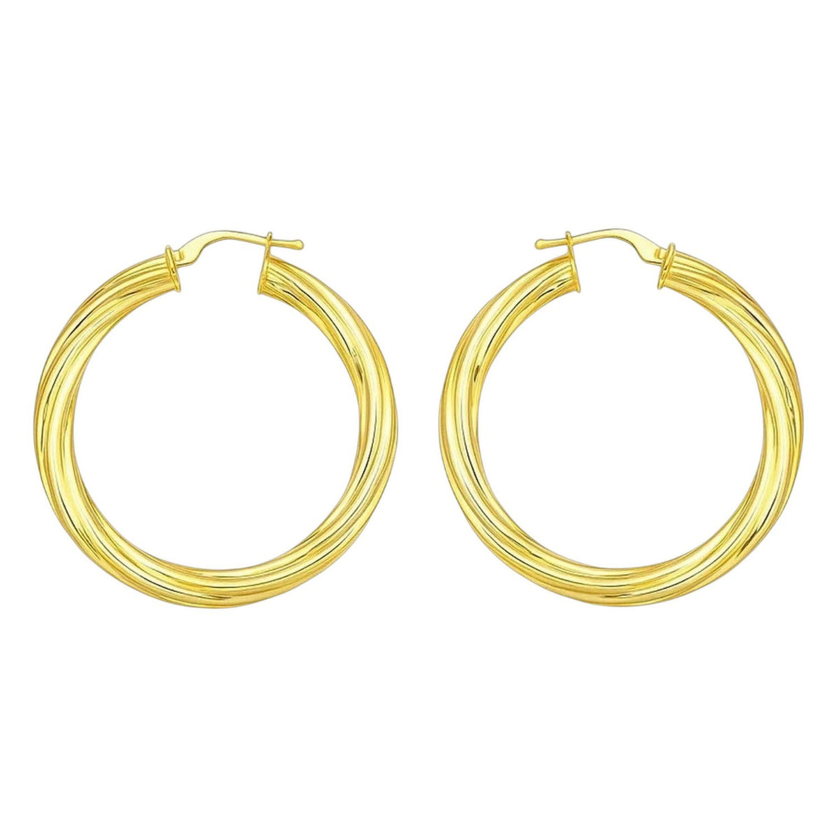Large Twisted Hoop Earrings in 14K Yellow Gold