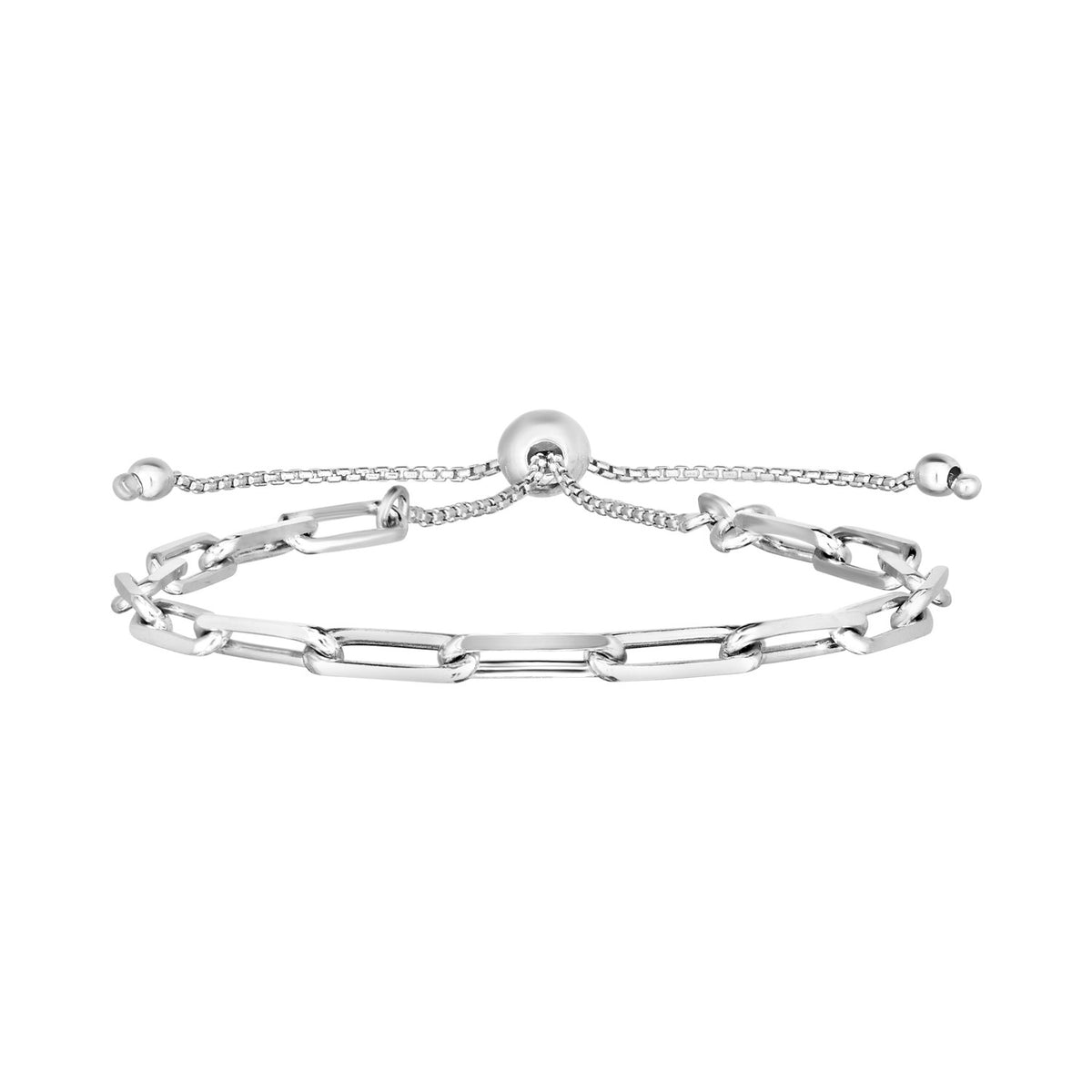 Adjustable Paperclip Chain Bracelet in Sterling Silver (3.80 mm)
