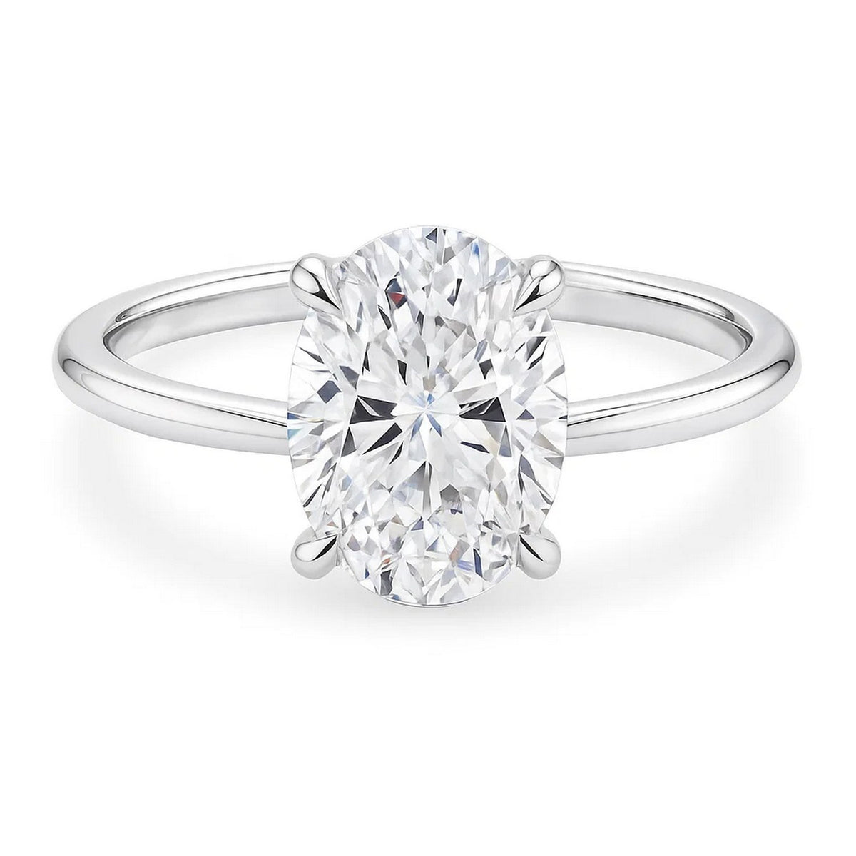 3 Carat Oval Lab Grown IGI Diamond Solitaire in 14K White Gold G/VS1