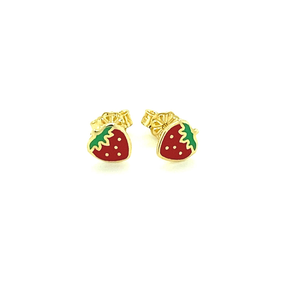 Children's Enamel Strawberry Stud Earrings in 14K Yellow Gold (5.60 mm)