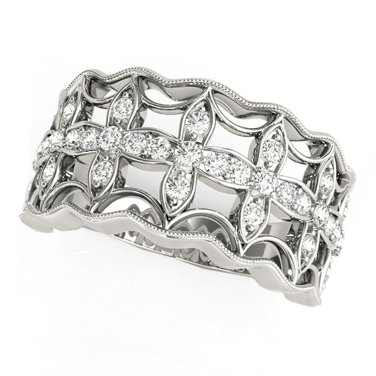 Diamond Four Leaf Clover Motif Ring in 14K White Gold (1/4 cttw)