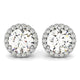 Round Prong Halo Style Earrings in 14K White Gold (1 cttw)