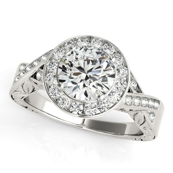 Halo Set Diamond Engagement Ring in 14K White Gold (1 5/8 cttw)