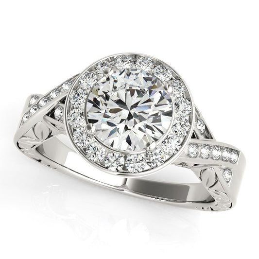 Halo Set Diamond Engagement Ring in 14K White Gold (1 5/8 cttw)