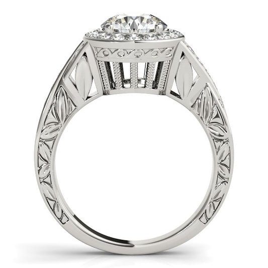 Halo Set Diamond Engagement Ring in 14K White Gold (1 5/8 cttw)