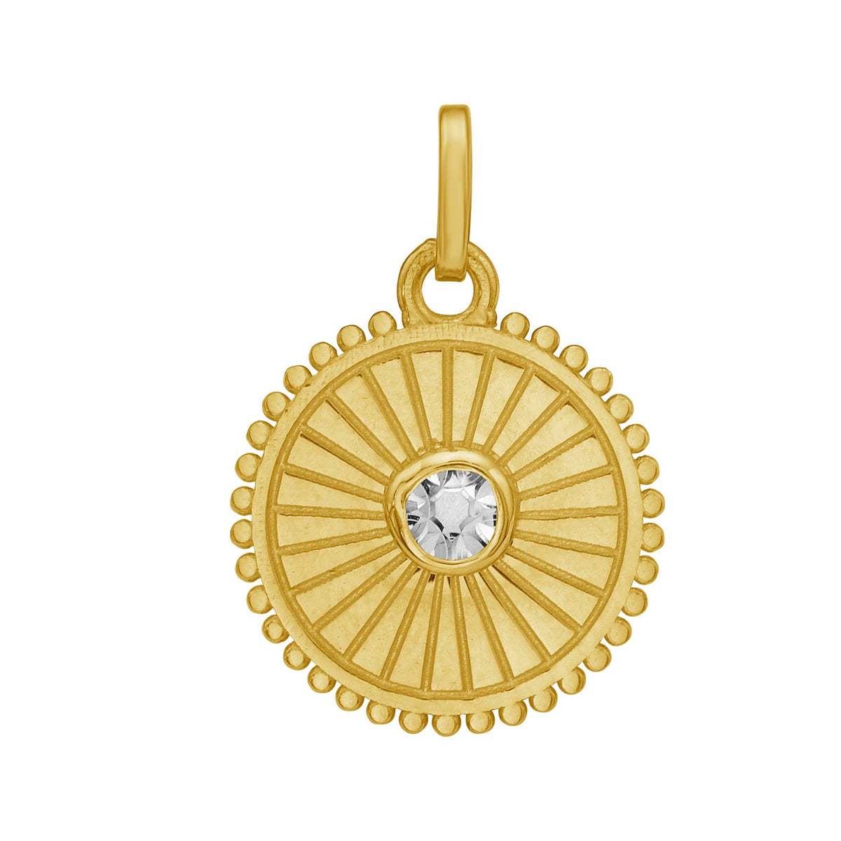 Solitaire Disc Charm Pendant in 14K Yellow Gold