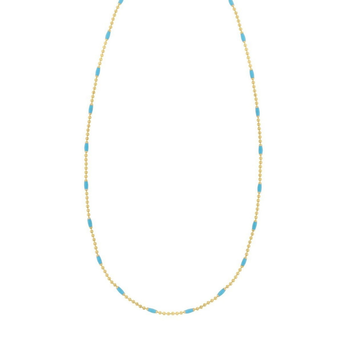 Blue Enamel Beaded Necklace in Gold-Plated Sterling Silver