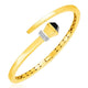 Black Onyx & Diamond Crossover Bangle in 14K Yellow Gold (0.04 ct. tw.)