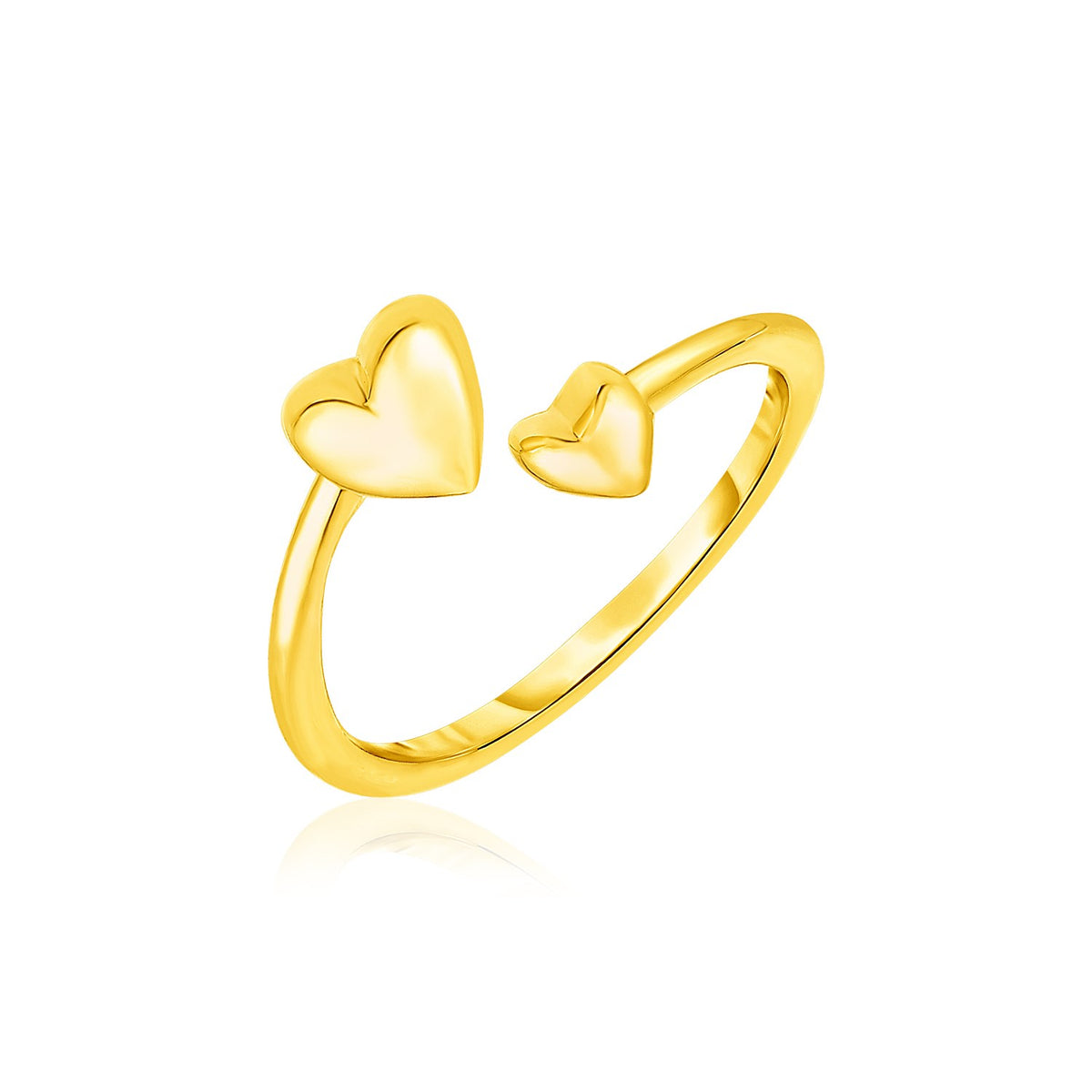Bypass Style Polished Heart Toe Ring in 14K Yellow Gold