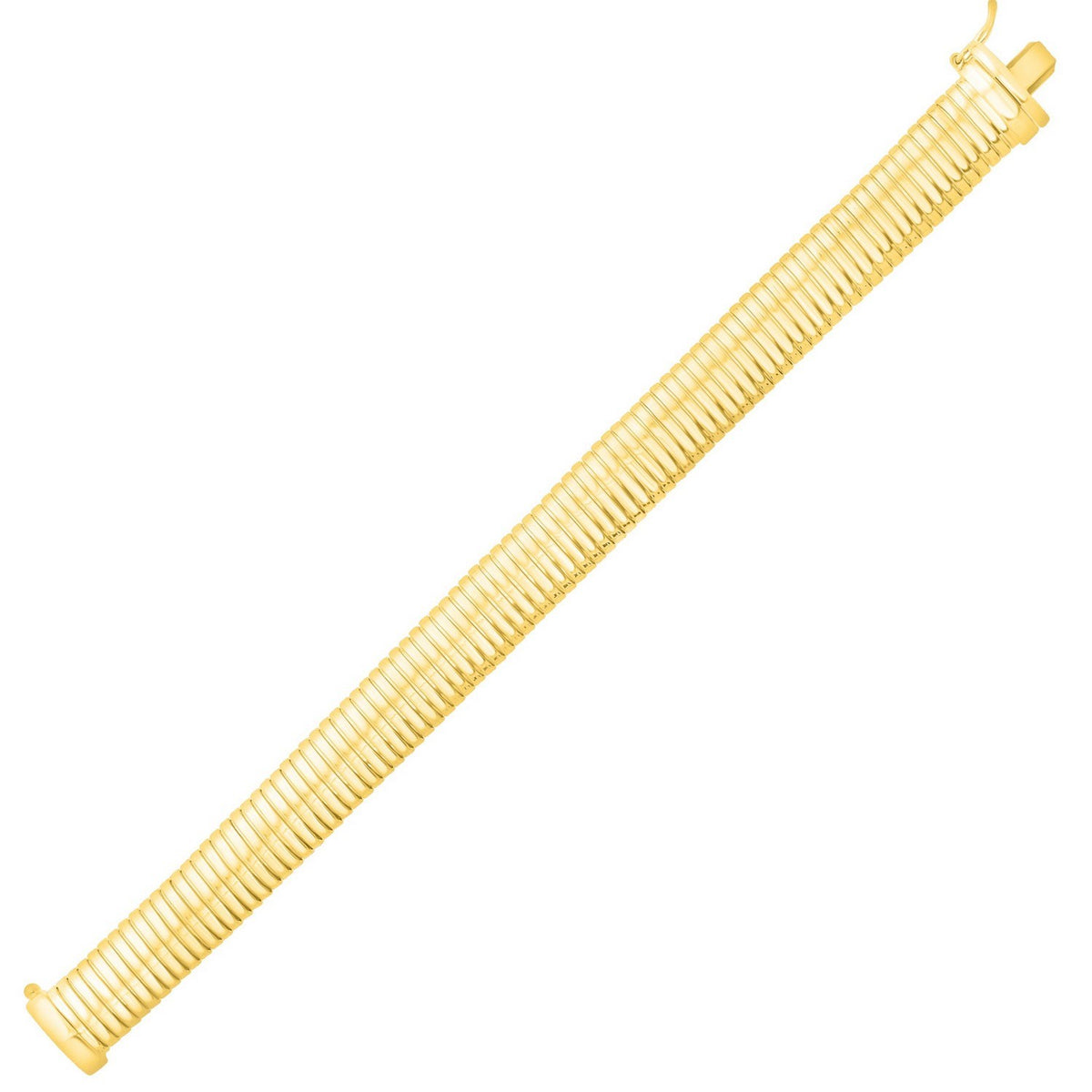 Standard Thick Tubogas Bracelet in Yellow Gold-Plated Silver (12.00 mm)