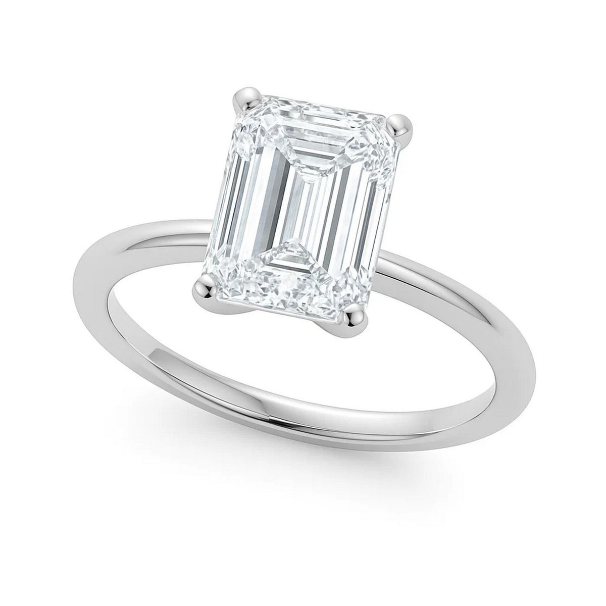 2 Carat Emerald Lab Grown IGI Diamond Solitaire in 10K White Gold G/VS1