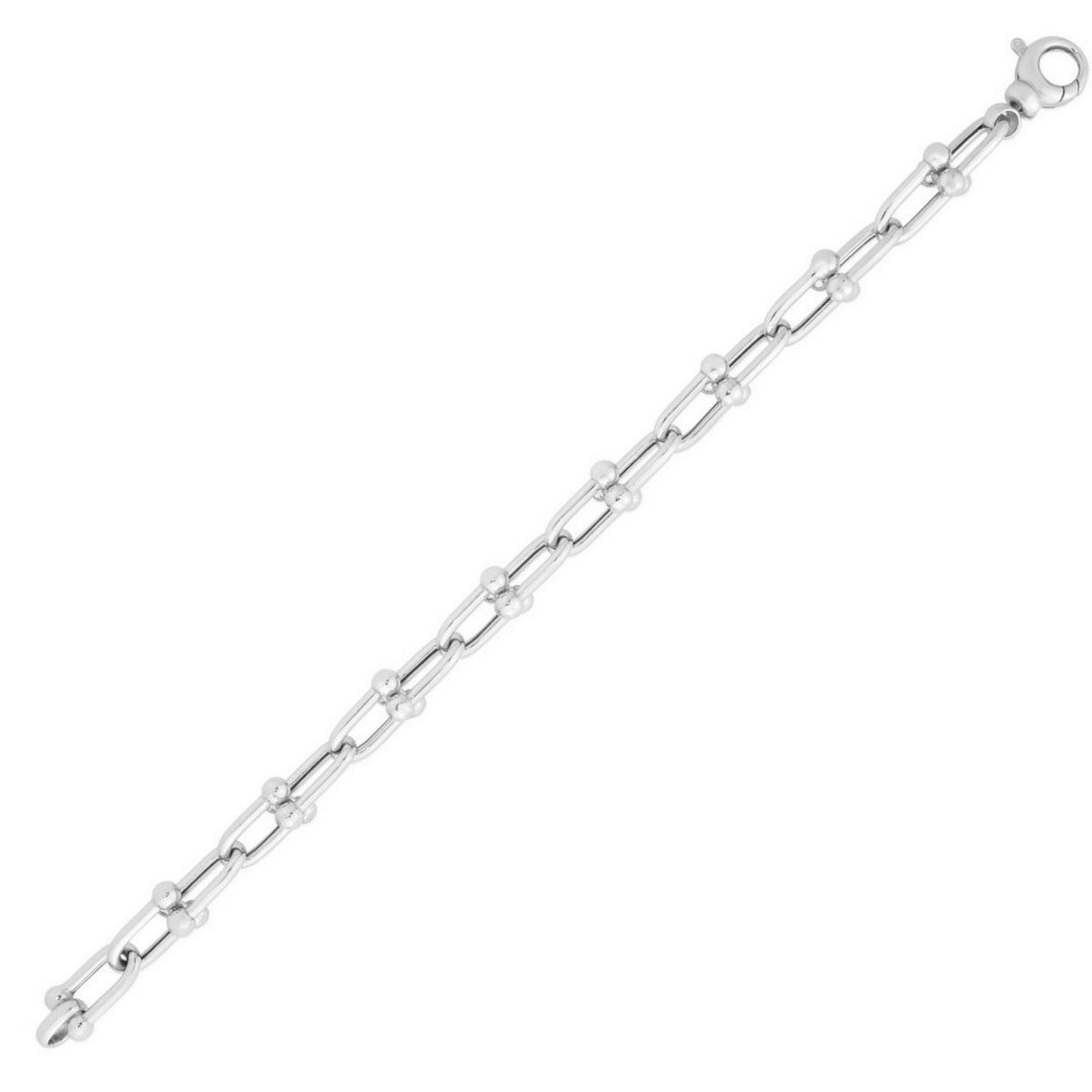 Jax Link Bead Bracelet in Rhodium-Plated Sterling Silver (9.20 mm)