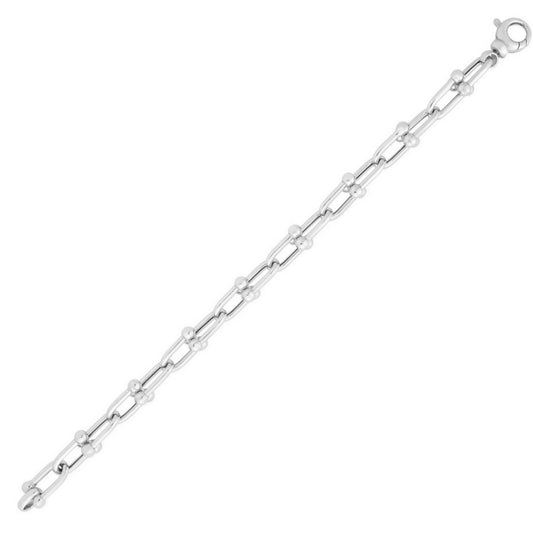 Jax Link Bead Bracelet in Rhodium-Plated Sterling Silver (9.20 mm)