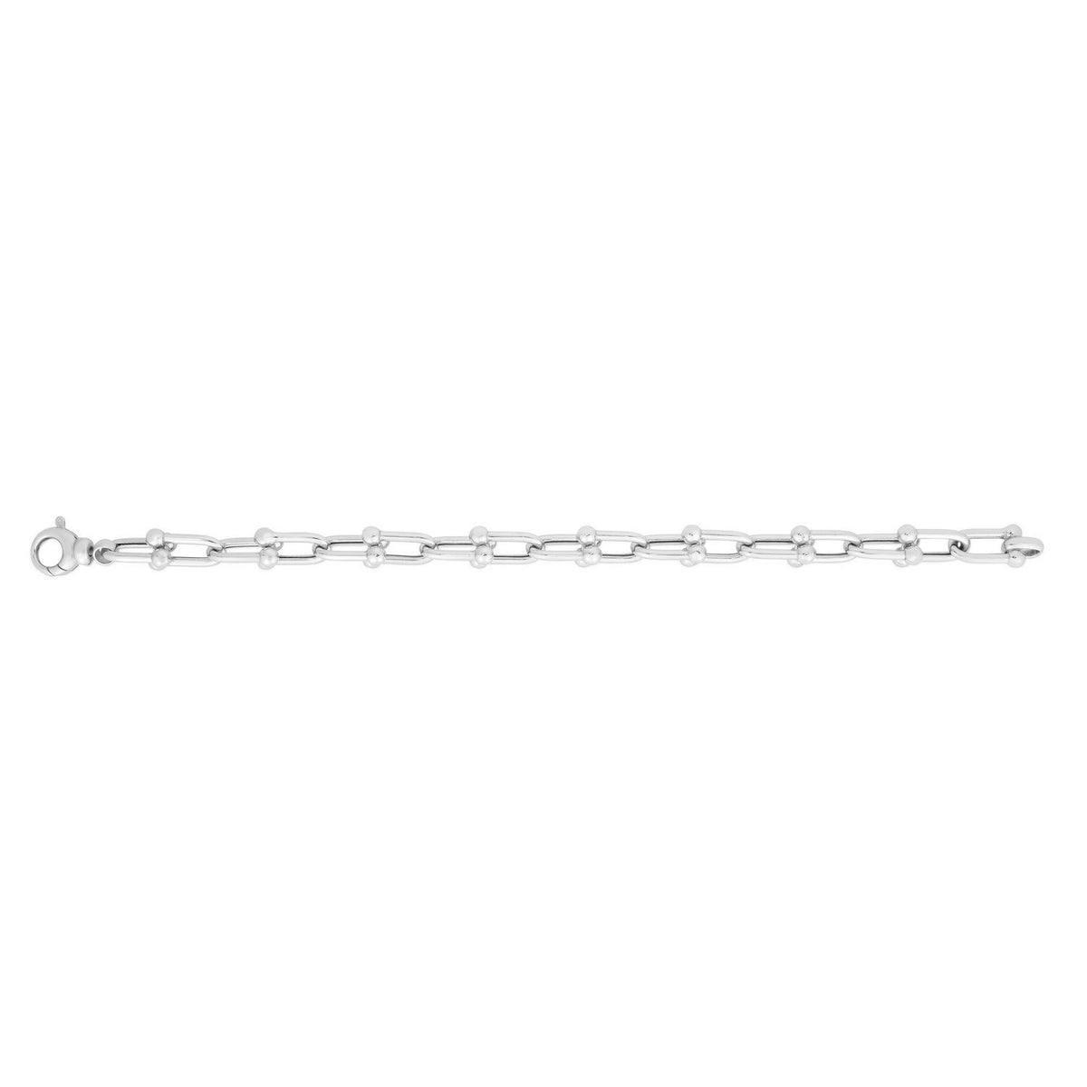 Jax Link Bead Bracelet in Rhodium-Plated Sterling Silver (9.20 mm)