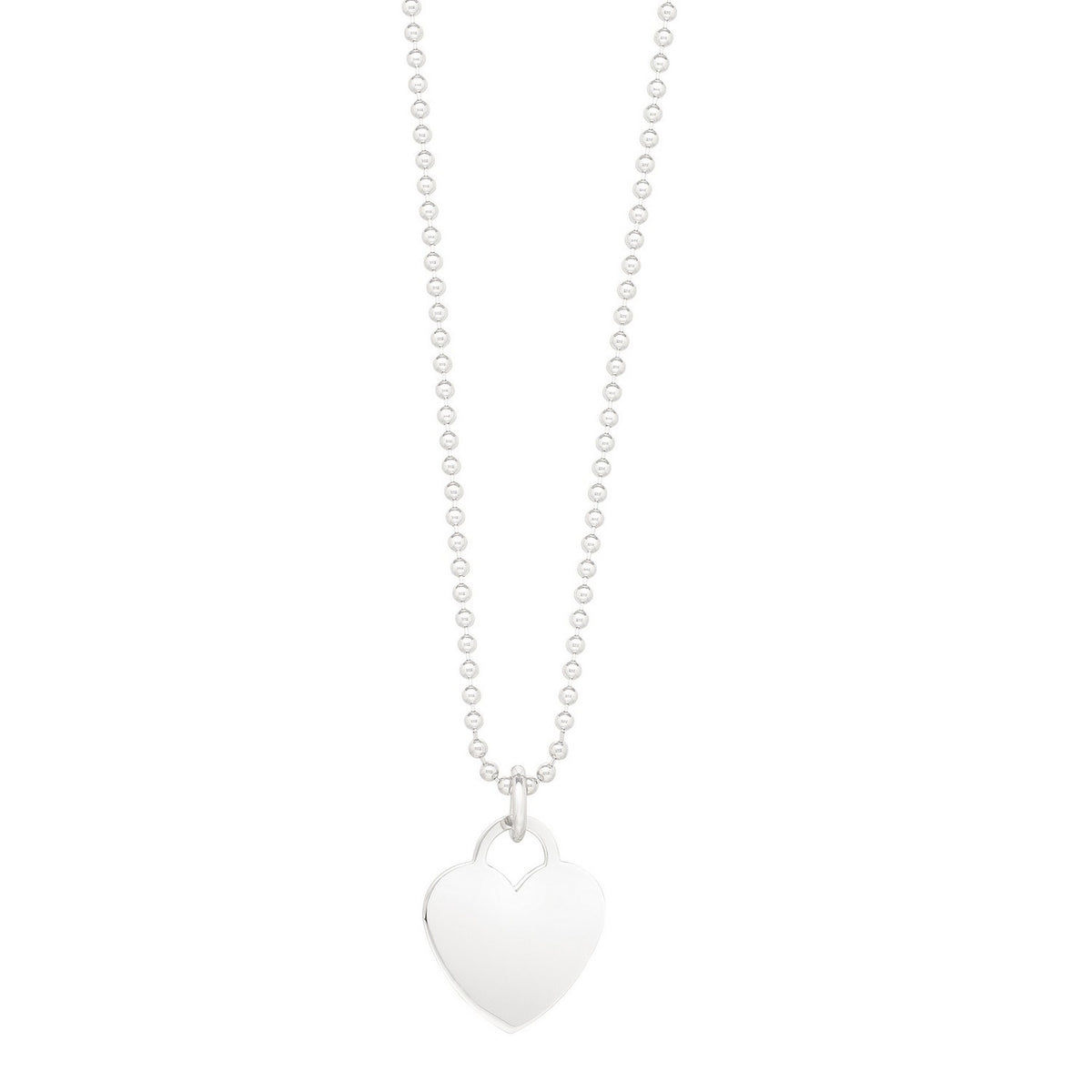 Heart Charm Necklace in Rhodium-Plated Sterling Silver