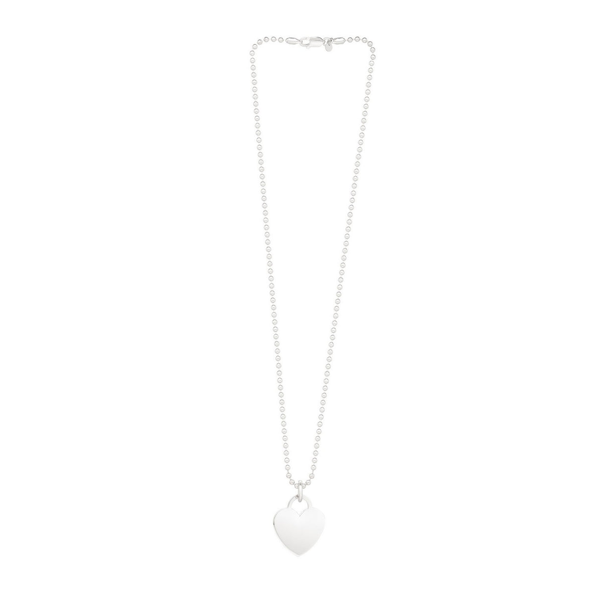 Heart Charm Necklace in Rhodium-Plated Sterling Silver