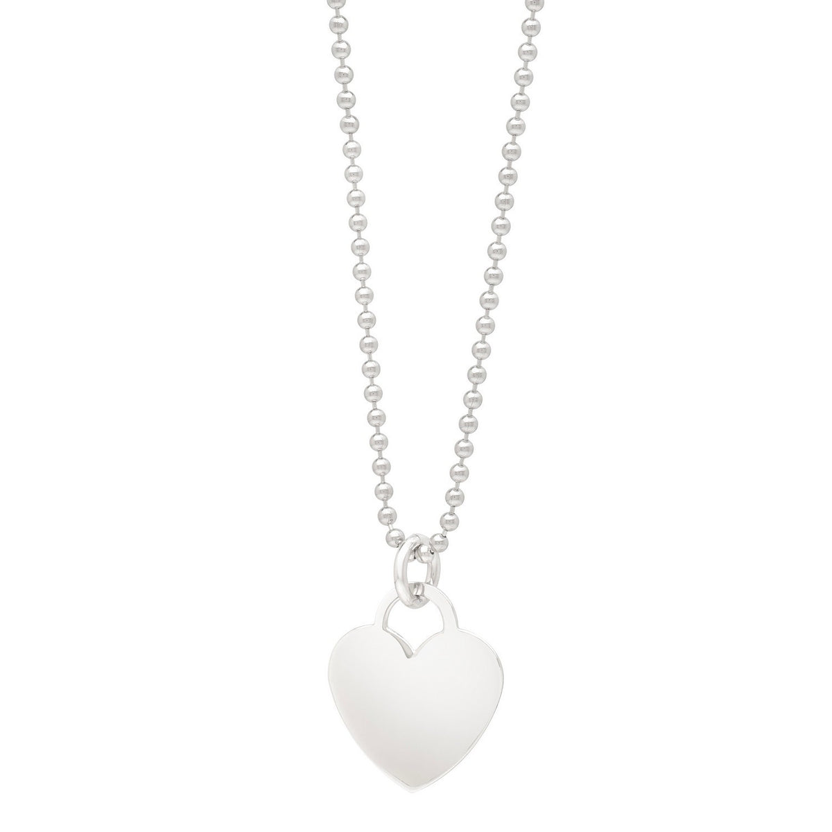 Heart Charm Necklace in Rhodium-Plated Sterling Silver