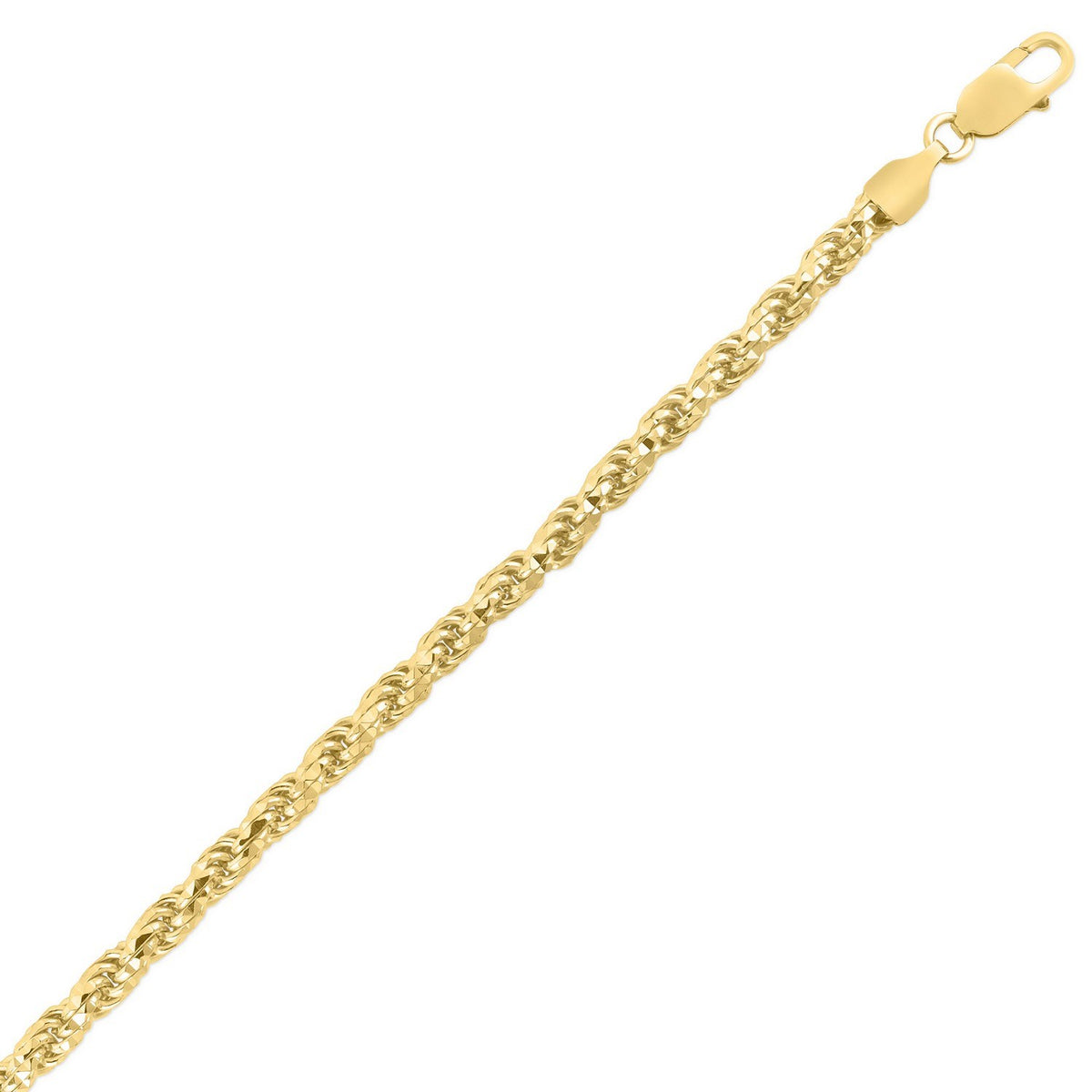 Diamond Cut Royal Rope Chain in Yellow Gold-Plated Silver (5.00 mm)
