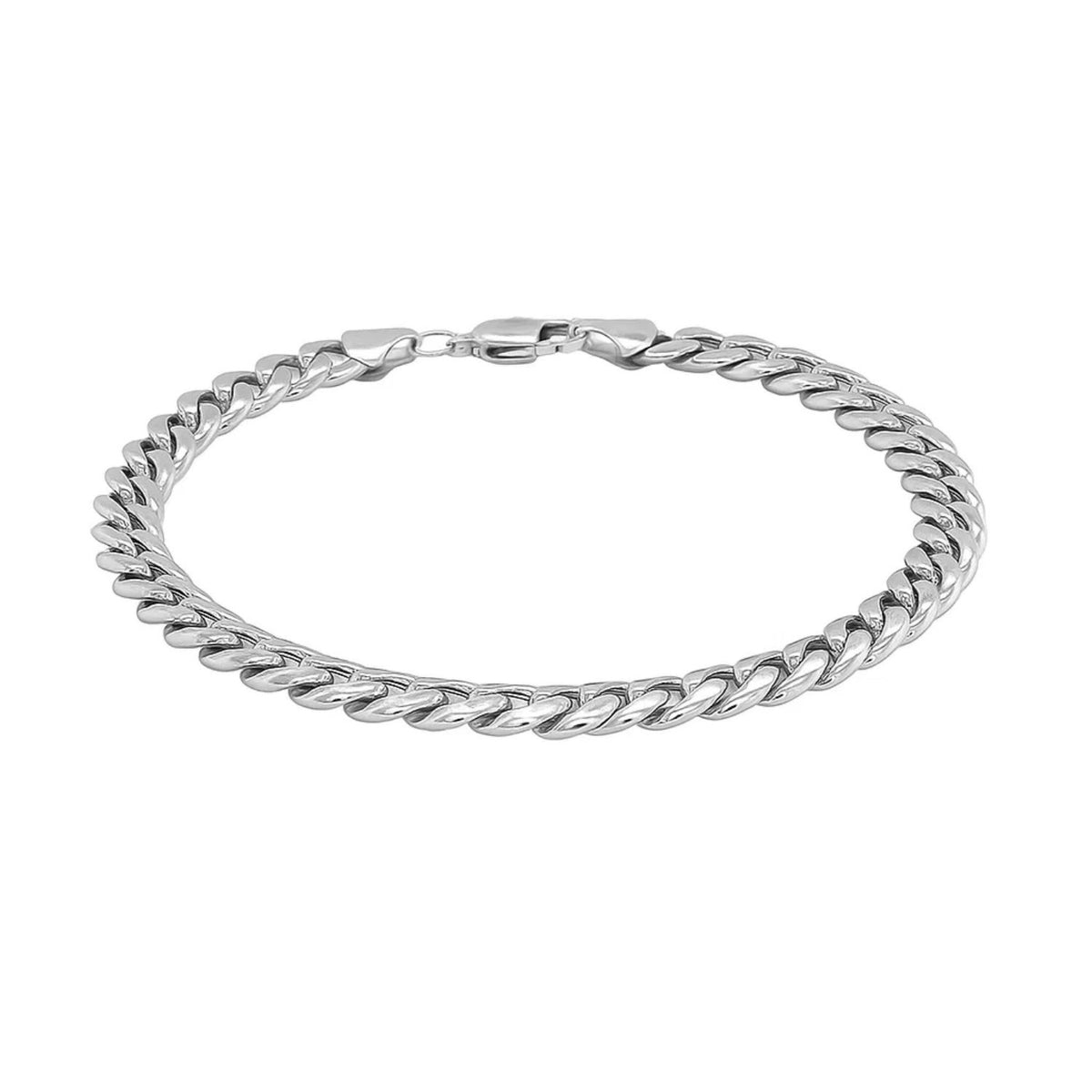 Semi-Solid Miami Cuban Link Bracelet in 14K White Gold (7.00 mm)