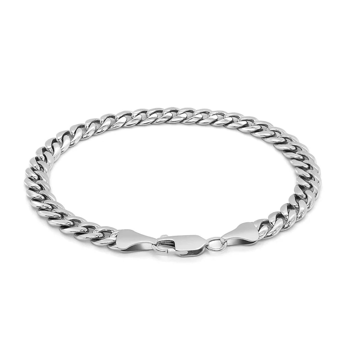 Semi-Solid Miami Cuban Link Bracelet in 14K White Gold (7.00 mm)