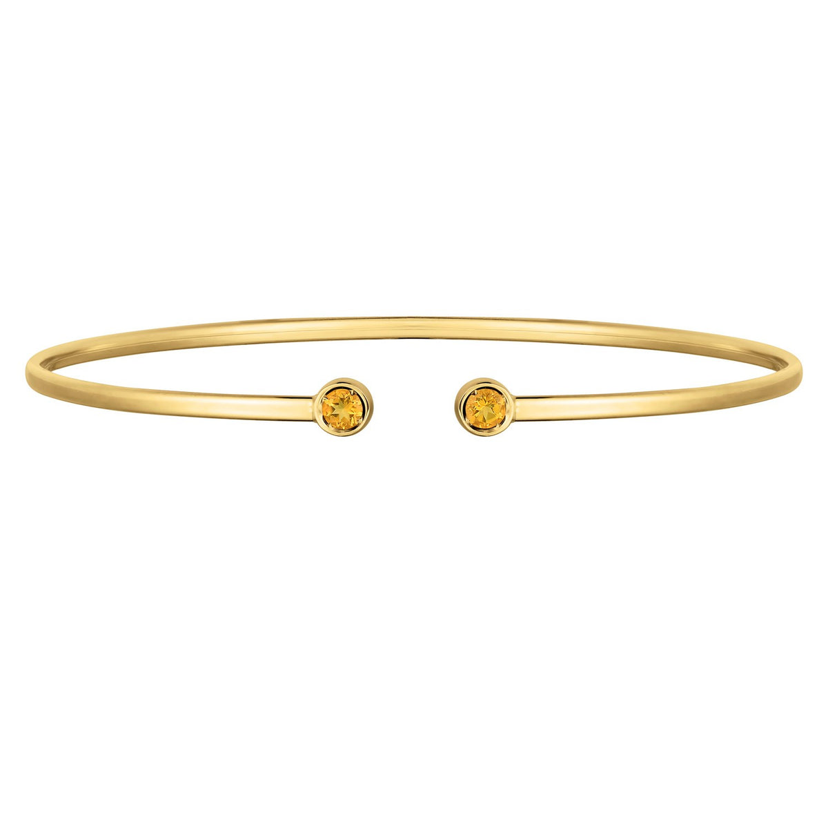 Citrine Open Cuff Bangle in 14K Yellow Gold (2.00 mm)