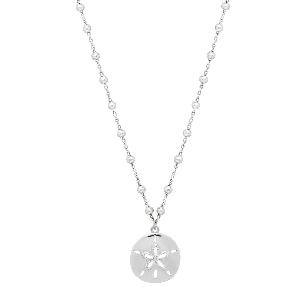 Sand Dollar Necklace in Rhodium-Plated Sterling Silver