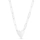 Heart Paperclip Link Necklace in Rhodium-Plated Sterling Silver