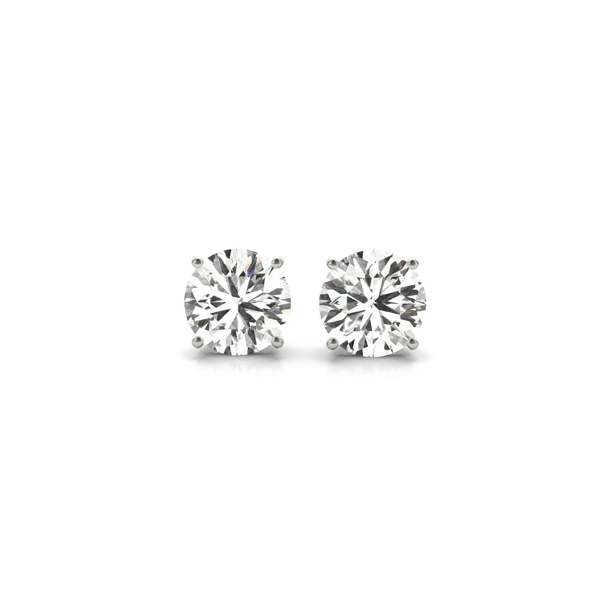 2 cttw IGI Lab Grown Round Diamond Stud Earrings in 14K White Gold G/VS2