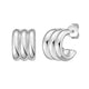 Triple Row C-Hoop Earrings in Sterling Silver