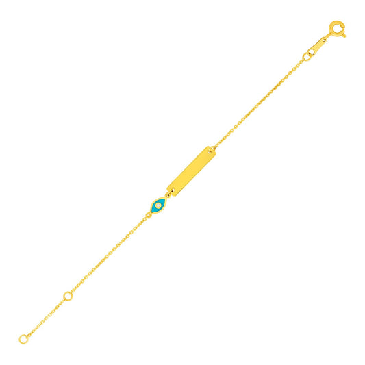 Children's Enamel Eye ID Bracelet in 14K Yellow Gold (1.00 mm)