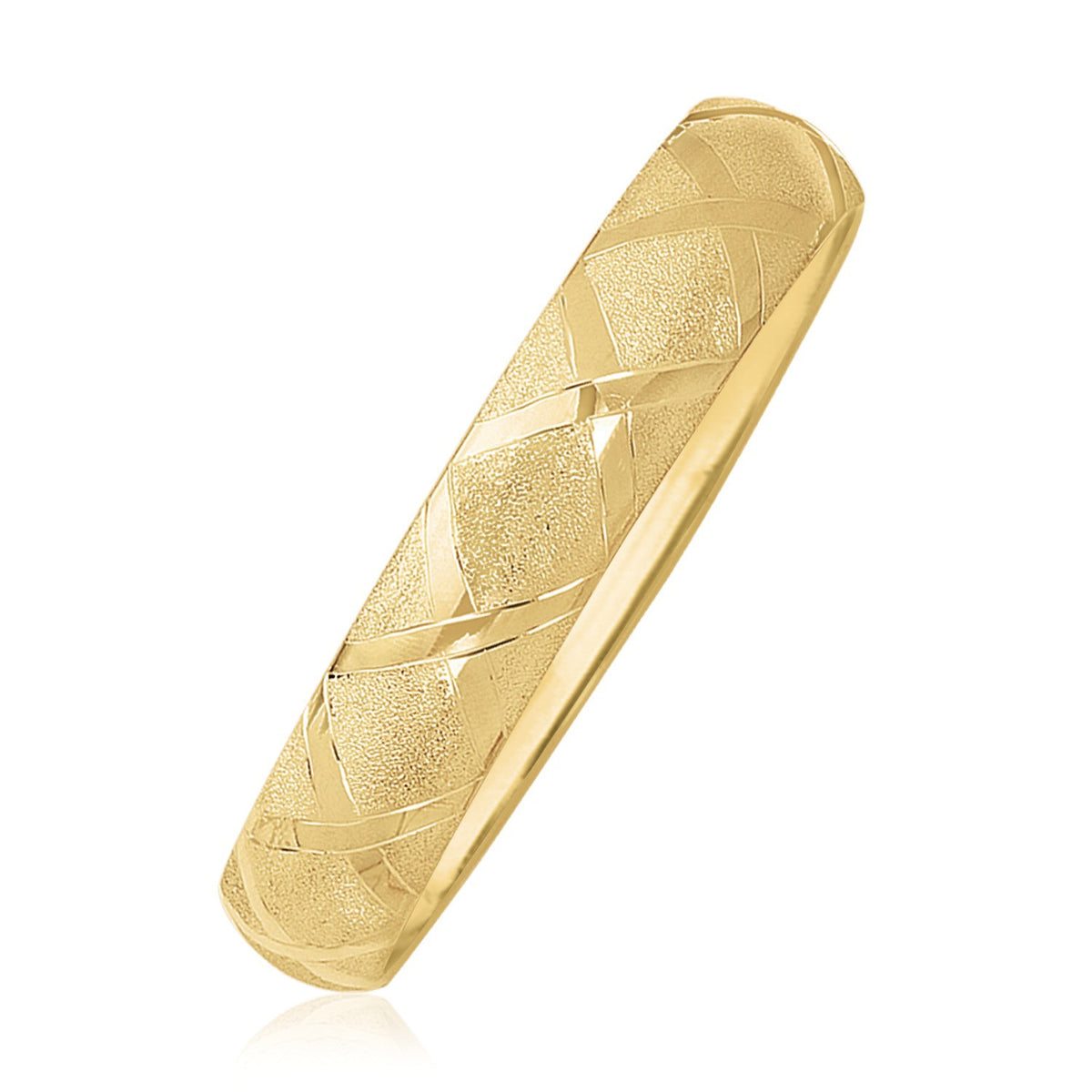 Dual-Textured Diamond Pattern Bangle in 10K Yellow Gold (12.00 mm)
