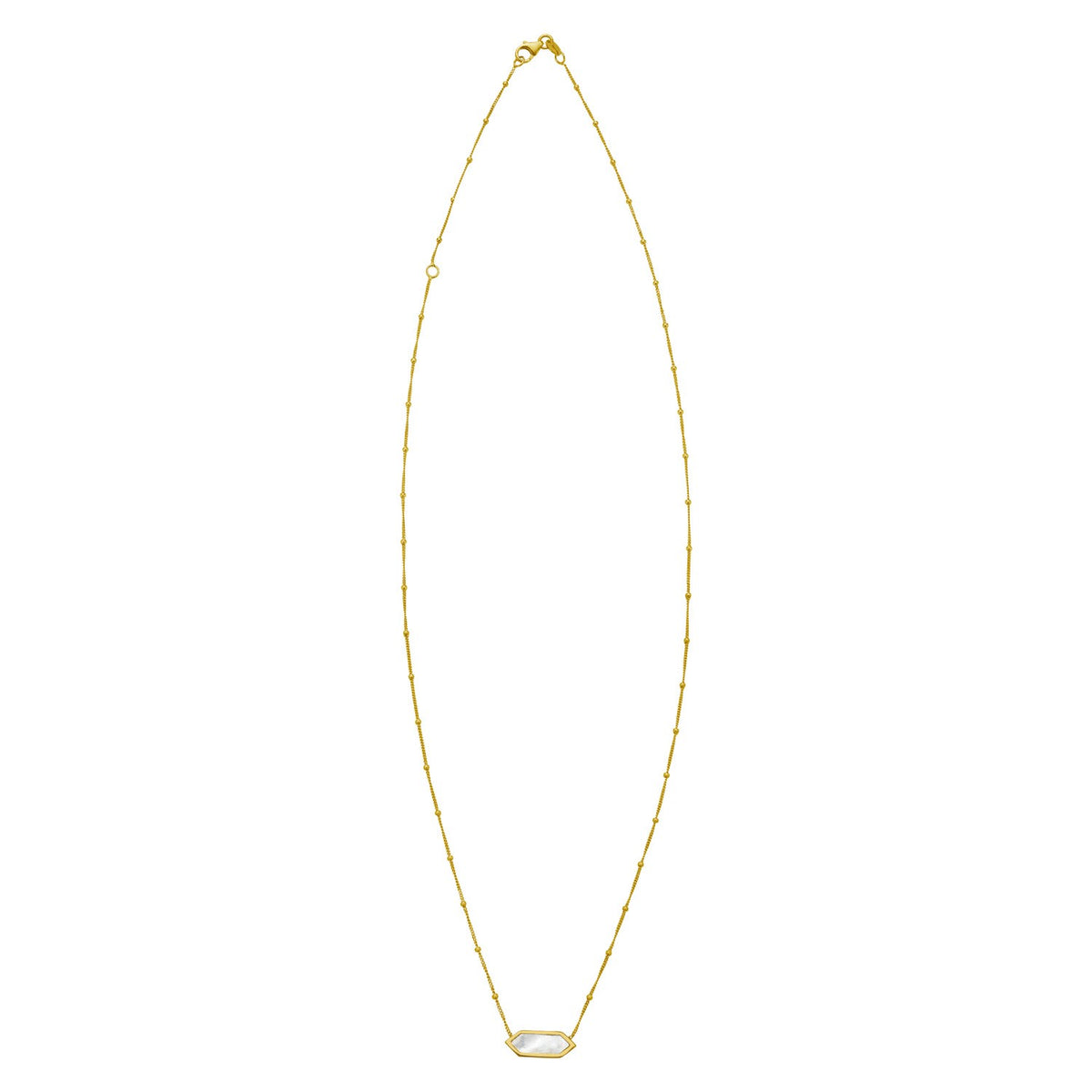 Hexagon Mother of Pearl Necklace in 14K Yellow Gold