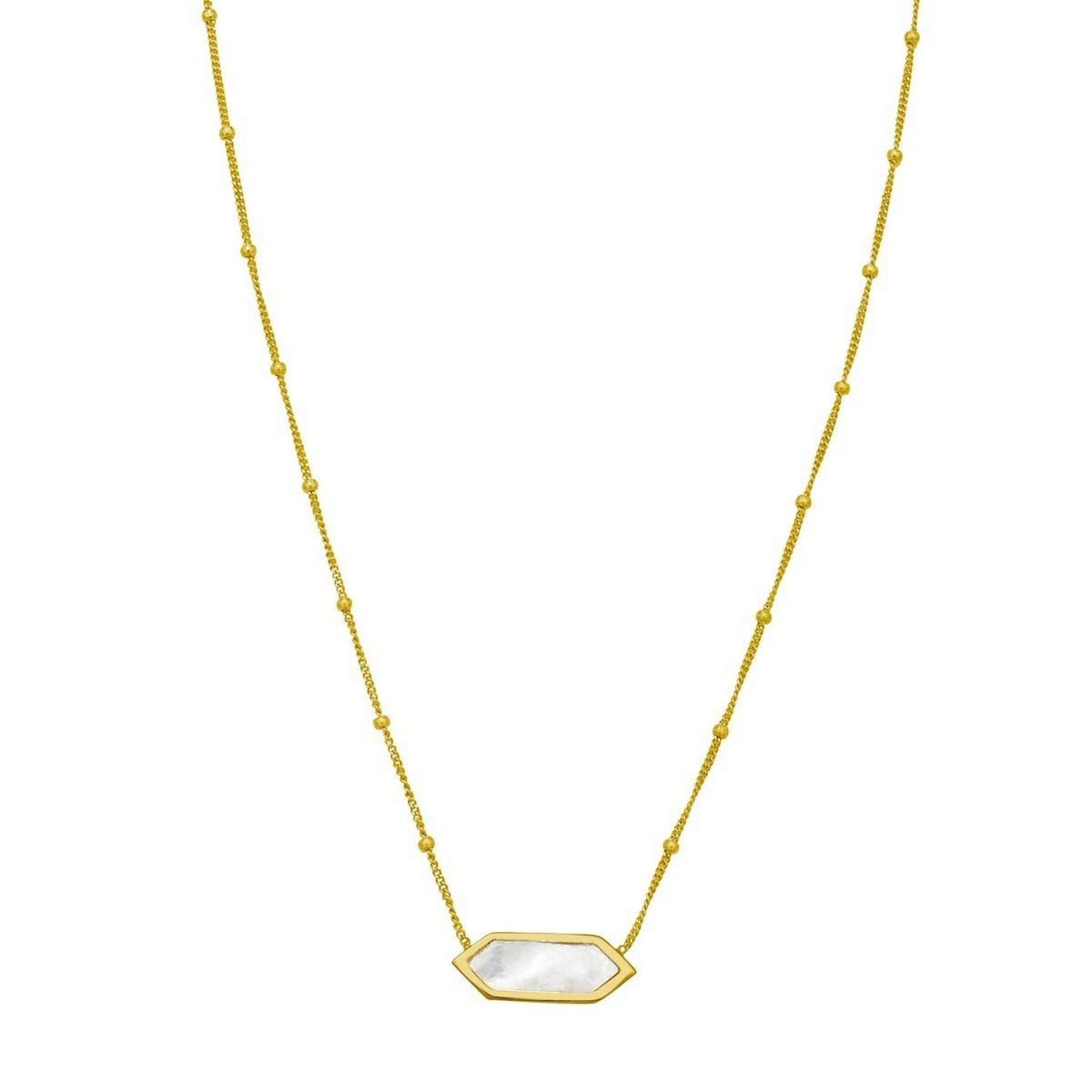 Hexagon Mother of Pearl Necklace in 14K Yellow Gold