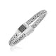 Weave Style Bracelet with Black Sapphire Accents in Silver (7.10 mm)