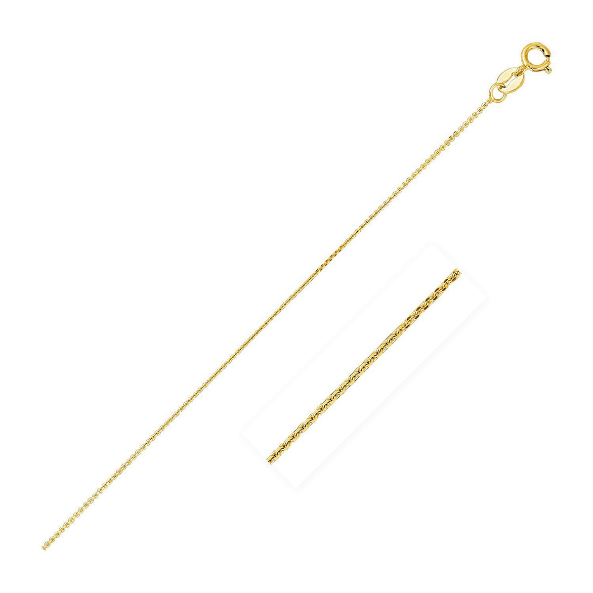 Diamond Cut Cable Link Chain in 14K Yellow Gold (0.87 mm)
