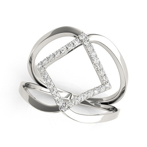 Interlaced Design Diamond Ring in 14K White Gold (1/5 cttw)