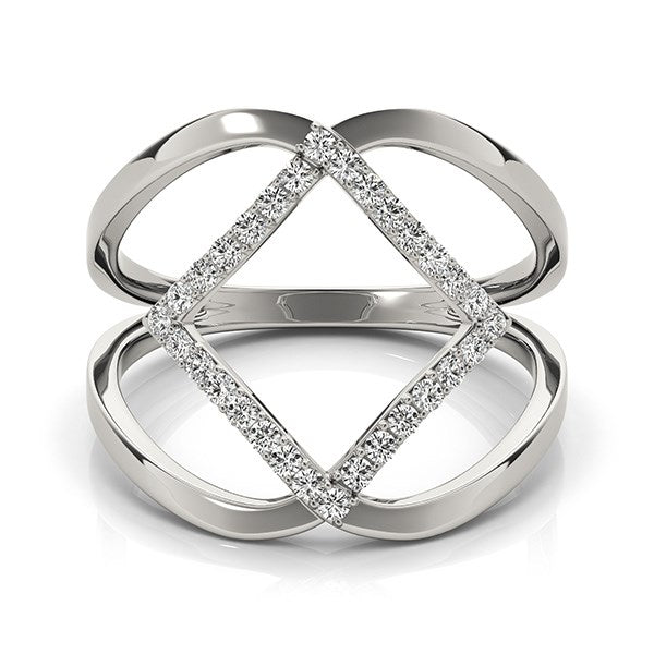 Interlaced Design Diamond Ring in 14K White Gold (1/5 cttw)